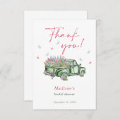 Verse Bloemenwagen Bruidsfeestje Op De Markt Bedankkaart (Voorkant / Achterkant)