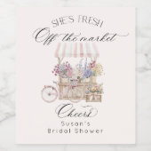 Verse Bloemenwagen Bruiloftsfeest Wijn Etiket (Enkel label)