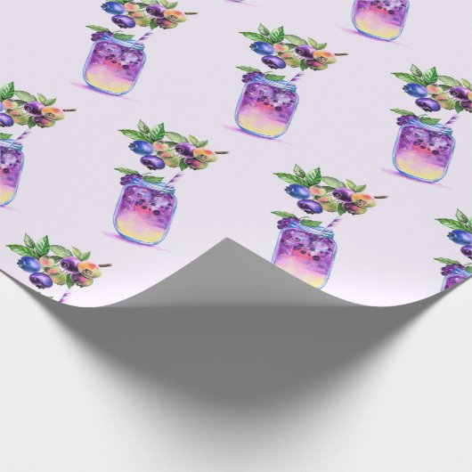 Verse Blueberry Drink Wrapping Paper Cadeaupapier (Hoek)