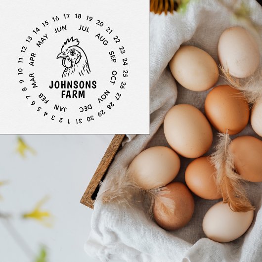 Verse Boerderij Eieren Doos Datum Wiel Rubberstempel