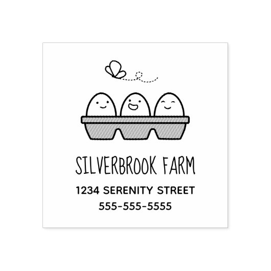 Verse Boerderij Eieren Karton Adres 2 Rubberstempel (Afrduk)