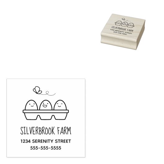 Verse Boerderij Eieren — Kartonnen adres Rubberstempel (Gestempeld)