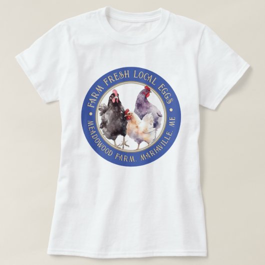Verse Boerderij Lokale Eieren T-shirt Boeren Markt (Design voorkant)