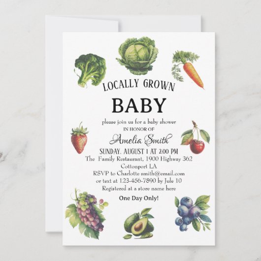 Verse Boerderijtuin Lokaal geteeld Baby shower Kaart (Voorkant)