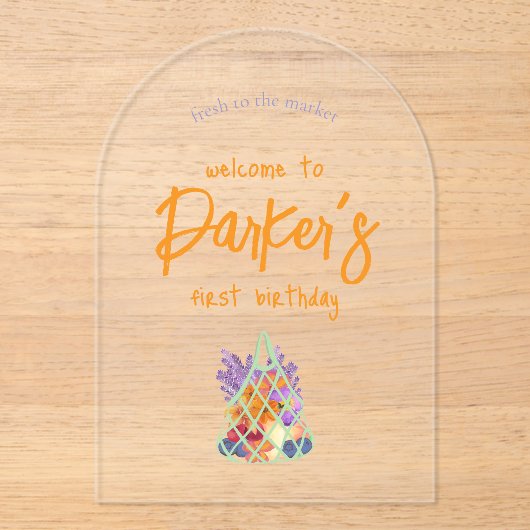 Verse Boeren Markt Baby eerste verjaardag Acryl Uitnodigingen (Voorkant)