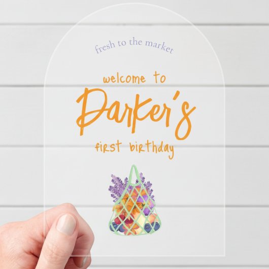 Verse Boeren Markt Baby eerste verjaardag Acryl Uitnodigingen