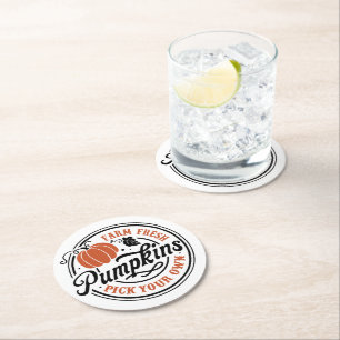 Verse Boerenpompoenen, Pluk Je Eigen Ronde Kartonnen Onderzetter