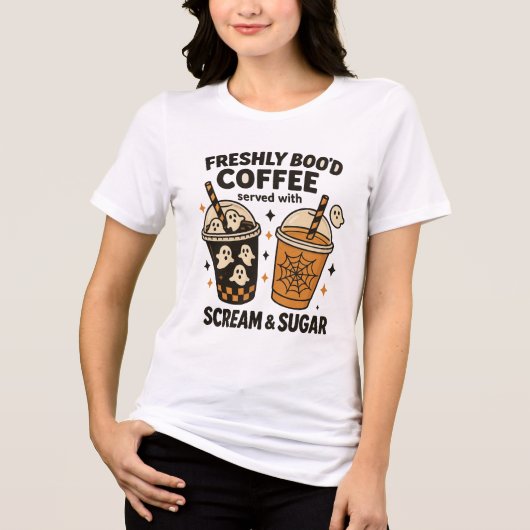 Verse Boo'd Coffee Halloween T-Shirt – Schattigee  (Voorkant)