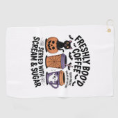 Verse Boo'd Koffie Halloween Golfhanddoek (Horizontaal)