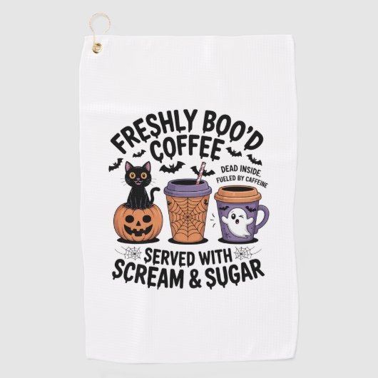 Verse Boo'd Koffie Halloween Golfhanddoek (Voorkant)