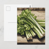 Verse bos selderij op hout briefkaart (Voorkant / Achterkant)