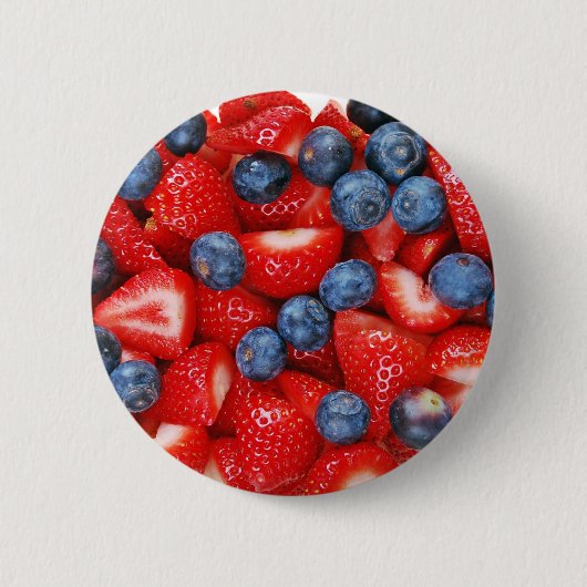 Verse bosbessen en aardbeien ronde button 5,7 cm (Voorkant)