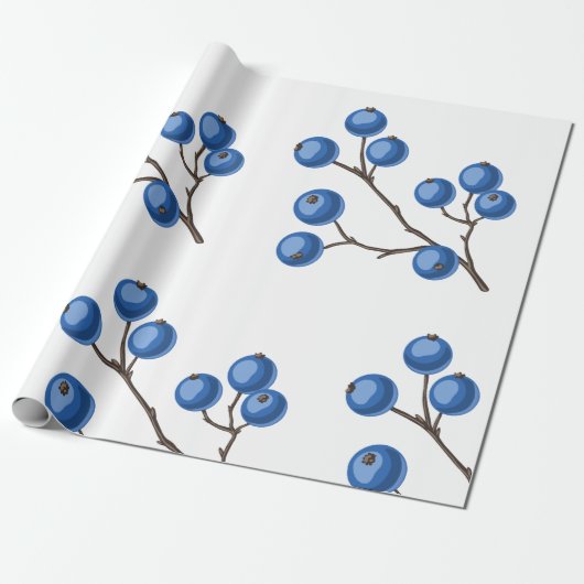 Verse bosbessen op een aftakkingspapier cadeaupapier (Uitgerold)