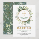 Verse Botanische Groen Goud Neutraal Doopsel Kaart (Voorkant / Achterkant)