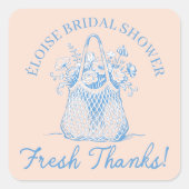 Verse bouquet bloemstuk bruidsdouche vierkante sticker (Voorkant)