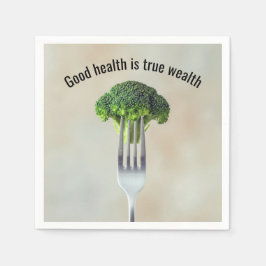 Verse Broccoli Bloemstuk Op Een Vork Met Citaat Servet