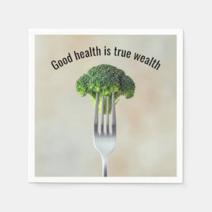 Verse Broccoli Bloemstuk Op Een Vork Met Citaat Servet