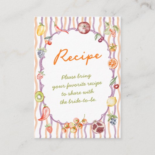 Verse Bruidsfeest recept Informatiekaartje (Voorkant)