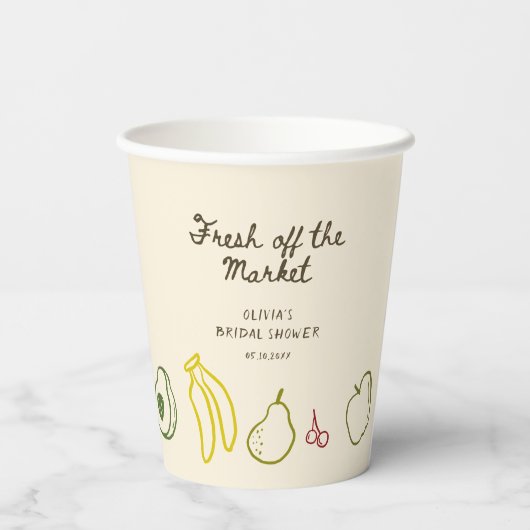 Verse bruidsshower op de markt papieren bekers (Achterkant)