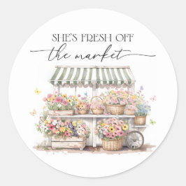 Verse Bruidsshower Waterverf Ontwerp Ronde Sticker