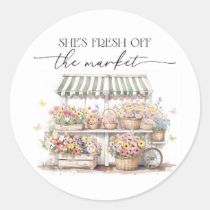 Verse Bruidsshower Waterverf Ontwerp Ronde Sticker