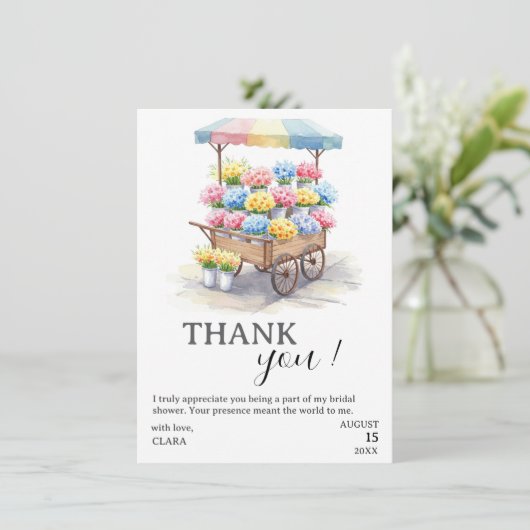 Verse bruidssluiting op de markt bedankkaart (Staand voorkant)