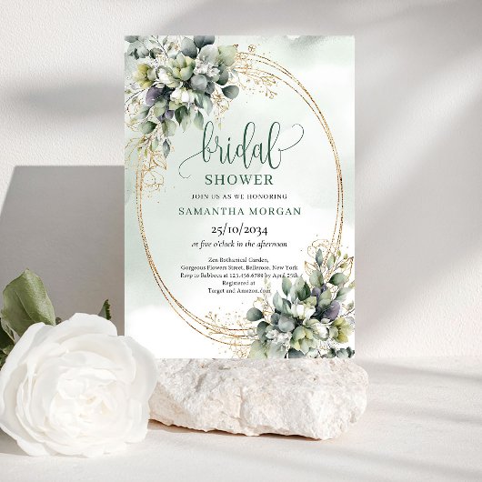 Verse Chic Groen Goud Boho Bruiloft Uitnodiging