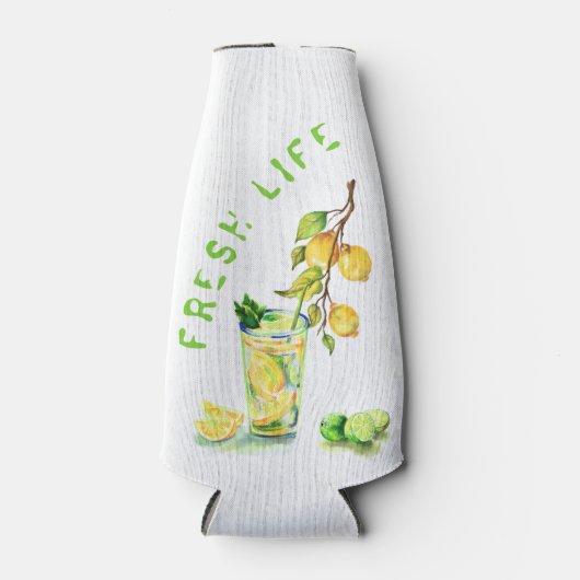 Verse citroen Drink fleskoeler - aangepaste tekst Flesjeskoeler (Voorkant)