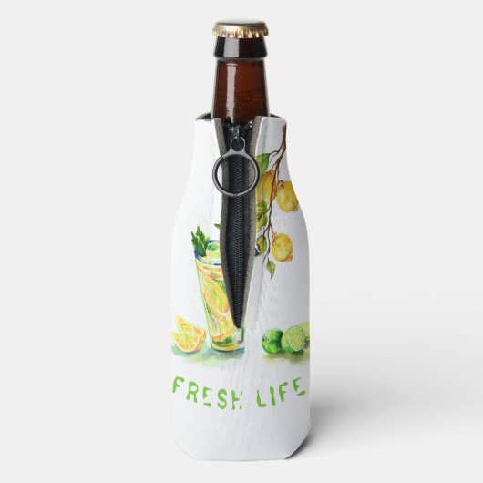 Verse citroen Drink fleskoeler - aangepaste tekst Flesjeskoeler (Fles Achterkant)