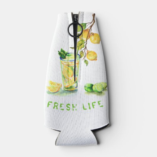 Verse citroen Drink fleskoeler - aangepaste tekst Flesjeskoeler (Achterkant)