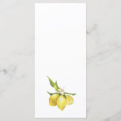 Verse citroenen bloesem groen bruiloft menu Kaart (Achterkant)