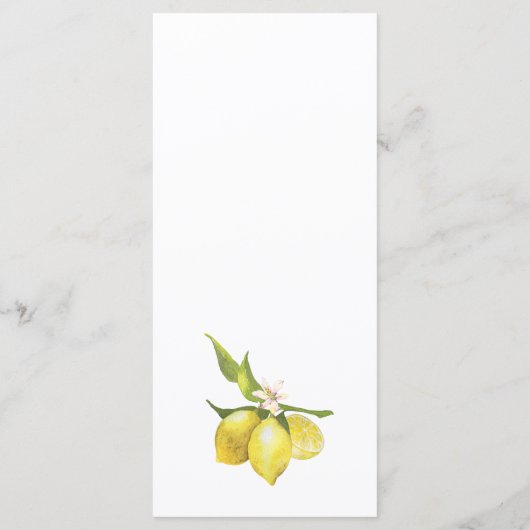 Verse citroenen bloesem groen bruiloft menu Kaart (Achterkant)