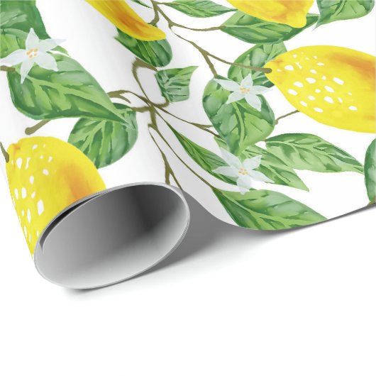 Verse citroenvrucht Bloemen Cadeaupapier (Rol Hoek)