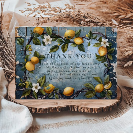 Verse Citrus Botanische Bruiloft Bedankkaart