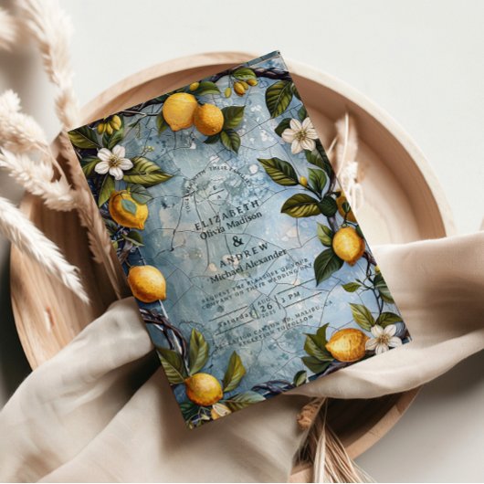 Verse Citrus Botanische Bruiloft Kaart