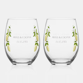 Verse Citrus Geschilderde Citroenen Modern Mediter Wijnglas Zonder Voet