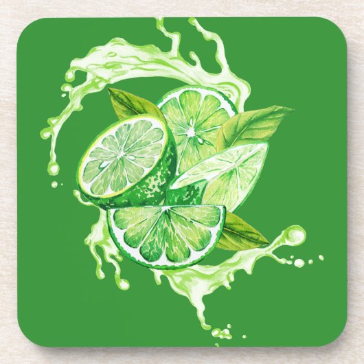 Verse Citrus Onderzetter Set - Limoen Design (Voorkant)