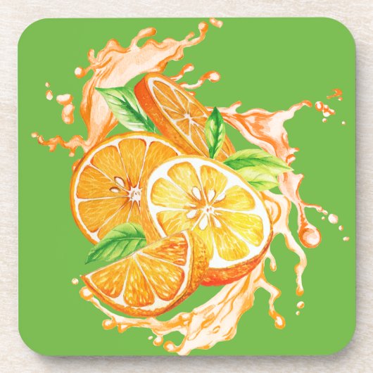 Verse Citrus Onderzetter Set - Sinaasappel Design (Voorkant)