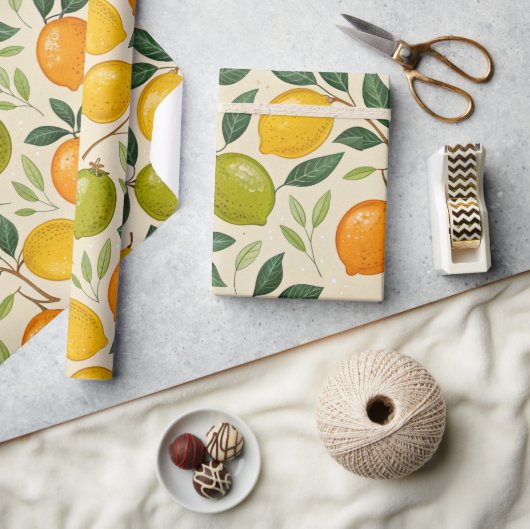 Verse Citrus Oogst Botanisch Cadeaupapier (Crafts)
