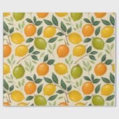 Verse Citrus Oogst Botanisch Cadeaupapier (Vlak)