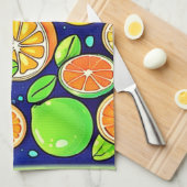 verse-citrusschijfpatroon theedoek (Quarter Fold)