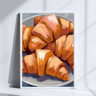 Verse croissants Verse bakkerij aquarelschilderij Poster