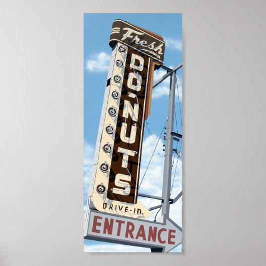 Verse donuts drive-in op Route 66 Retro Poster (Voorkant)