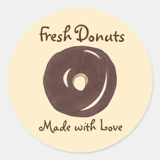 Verse donuts gemaakt met liefdesgebluste donuts ronde sticker (Voorkant)