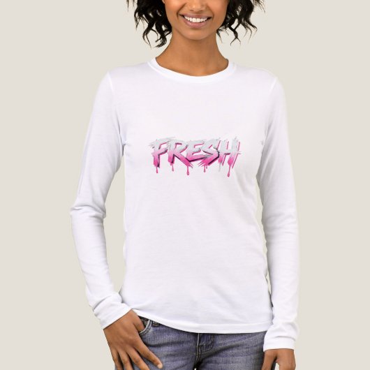 VERSE Druppelende Roze Verf Graffiti T-shirt met L (Voorkant volledig)