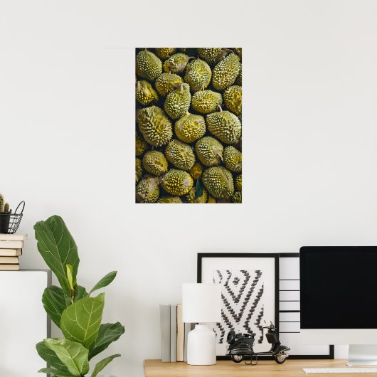 Verse Durian Pile Close-up met unieke texturen Poster (Thuiskantoor)