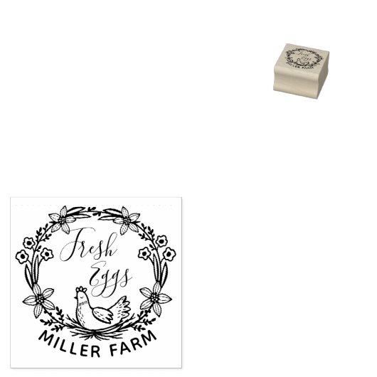 Verse eieren bloemenkrans monogram eierstempel rubberstempel (Gestempeld)
