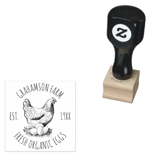 Verse eieren | Boerderij Rustic Hen Rubberstempel (Gestempeld)