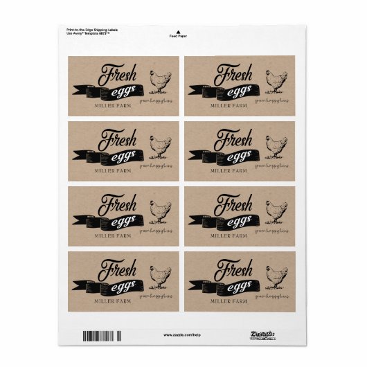 Verse eieren -  ⎢ Eiwitkartonetiket Etiket (Full Sheet)