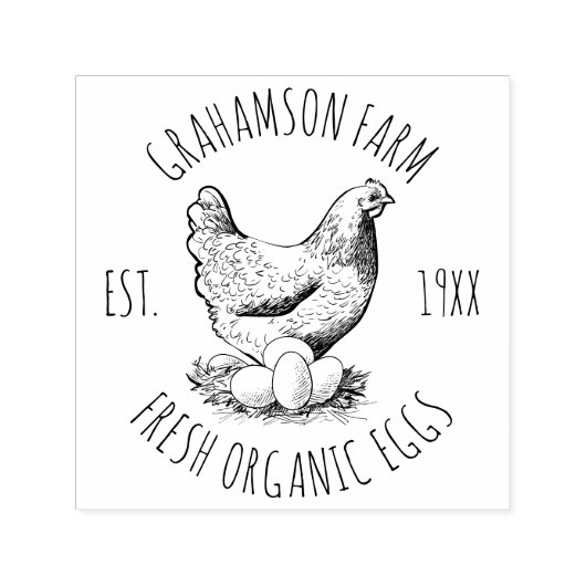 Verse eieren | Farmhouse Hen Zelfinktende Stempel (Design)
